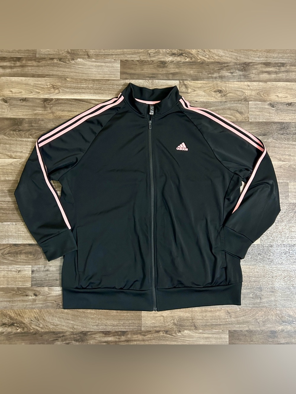 Adidas 3-Stripes Track Jacket Black Pink Full Zip 4X